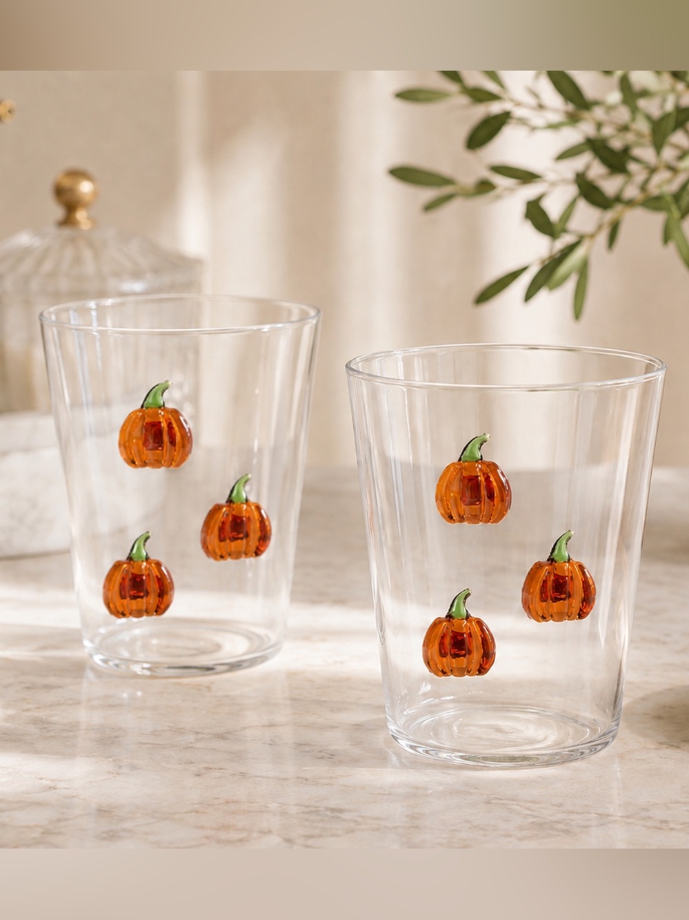 NEW Anthropologie 3D Halloween Icon Juice Glass, Pumpkin, Set of 2 🎃 🎃